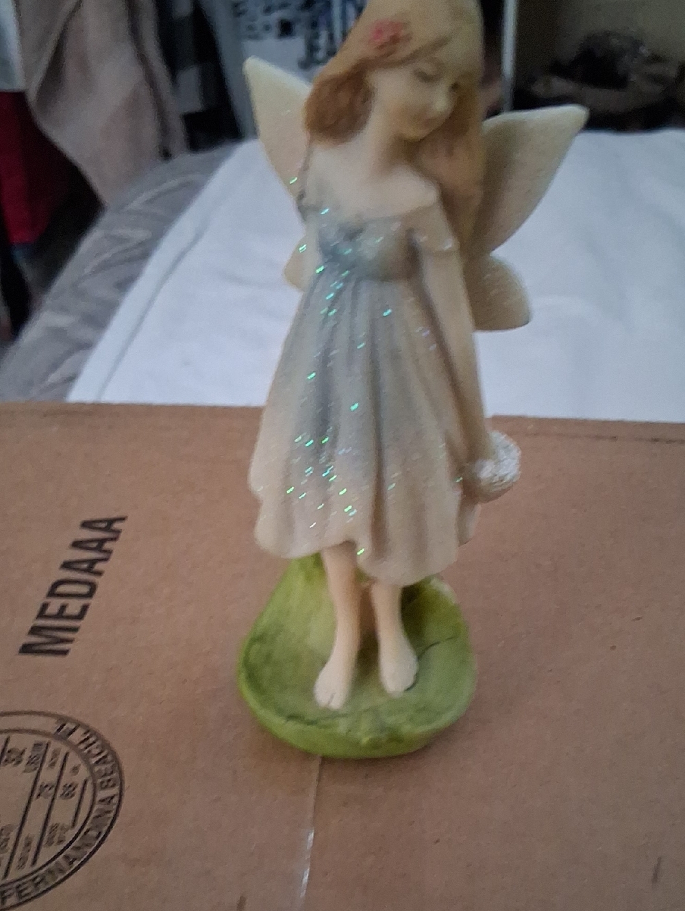 Glitter Fairy Figurine with Green Base